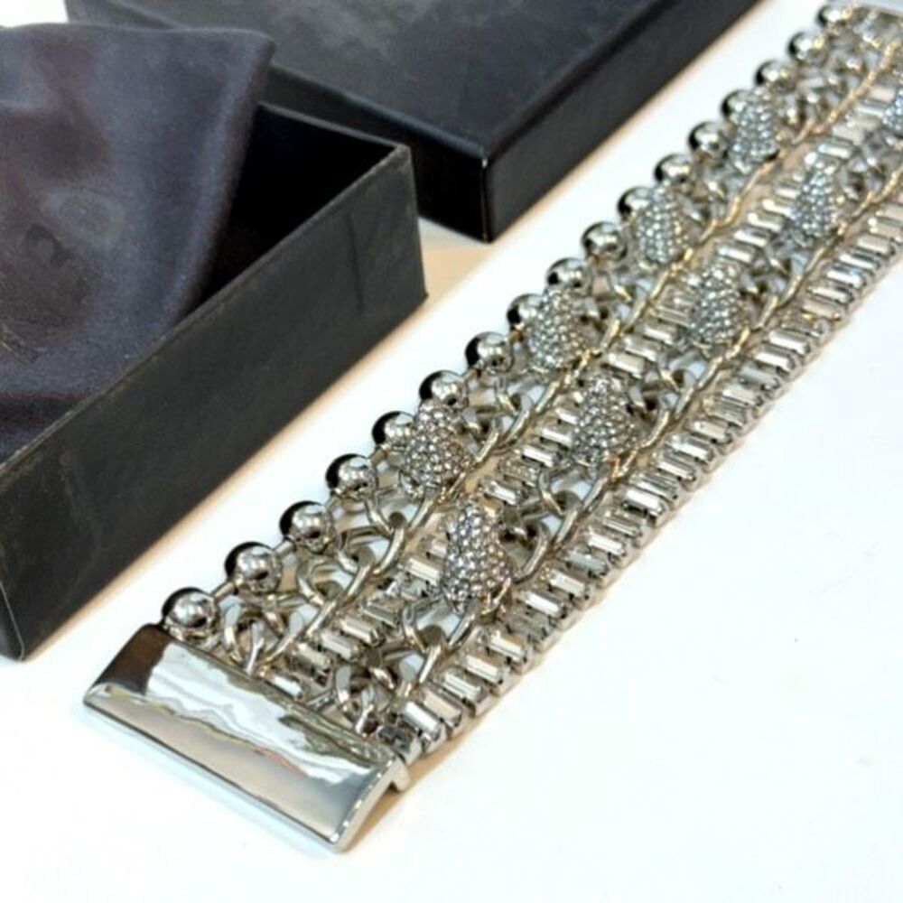 NBD Layered Bracelet in Silver Rhinestone Pave Studs Chunky REVOLVE Jewelry